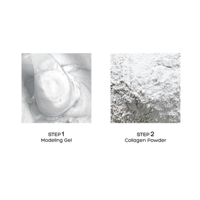Steps of the Voesh Modeling Mask: modeling gel and collagen powder.
